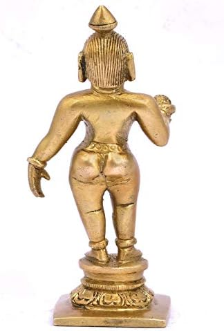 פליטת Advitya Krishna Krishan פסל אליל פסל פסל פסל Bal Gopal עומד עם Laddoo Puja Home Temple Mandir | H-5 אינץ 'x W-2.5 אינץ' זהב בינוני